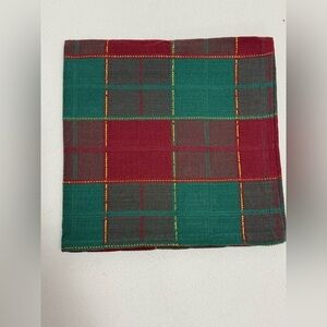 Vintage Dillards Plaid Napkins Bundle of 12 - Maroon Green Metallic Gold - NWT